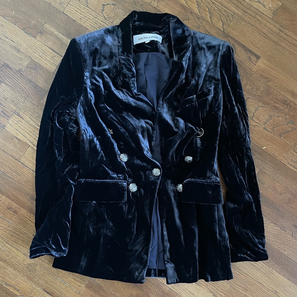 Veronica Beard Navy Gaya Velvet Dickey Jacket